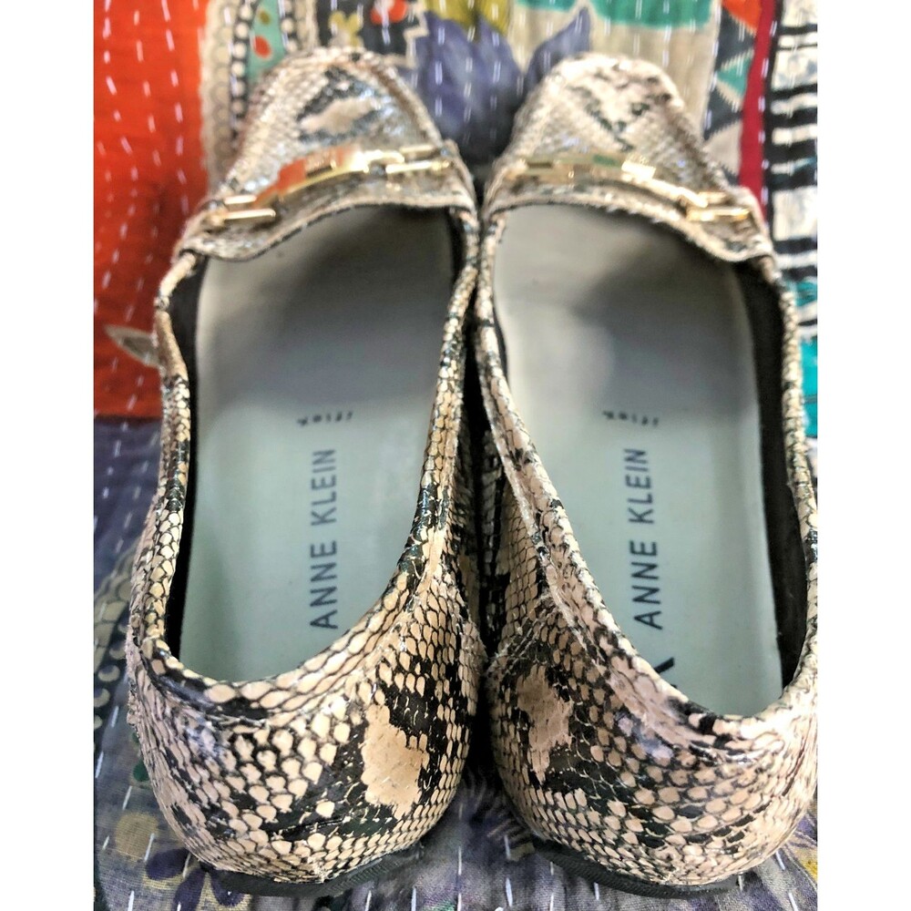 Anne Klein Brown Textured Snake Print Loafers Flats Iflex Size 7 - Picture 8 of 13